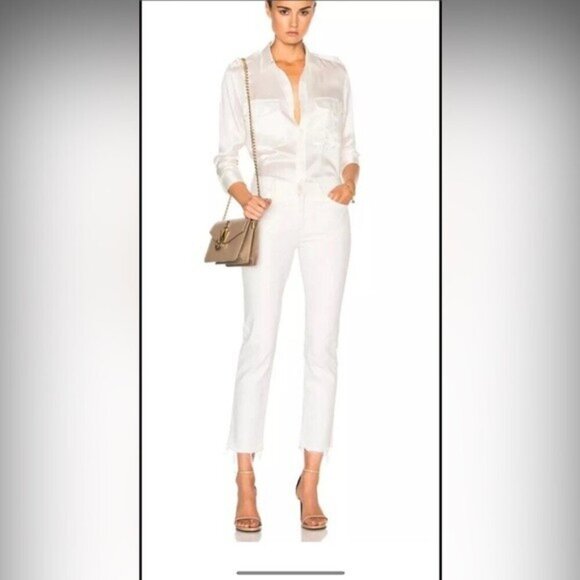 ⭐️ MOTHER - THE RASCLE ANKLE SNIPPET JEANS  IN WHIPPING CREAM - Picture 1 of 14